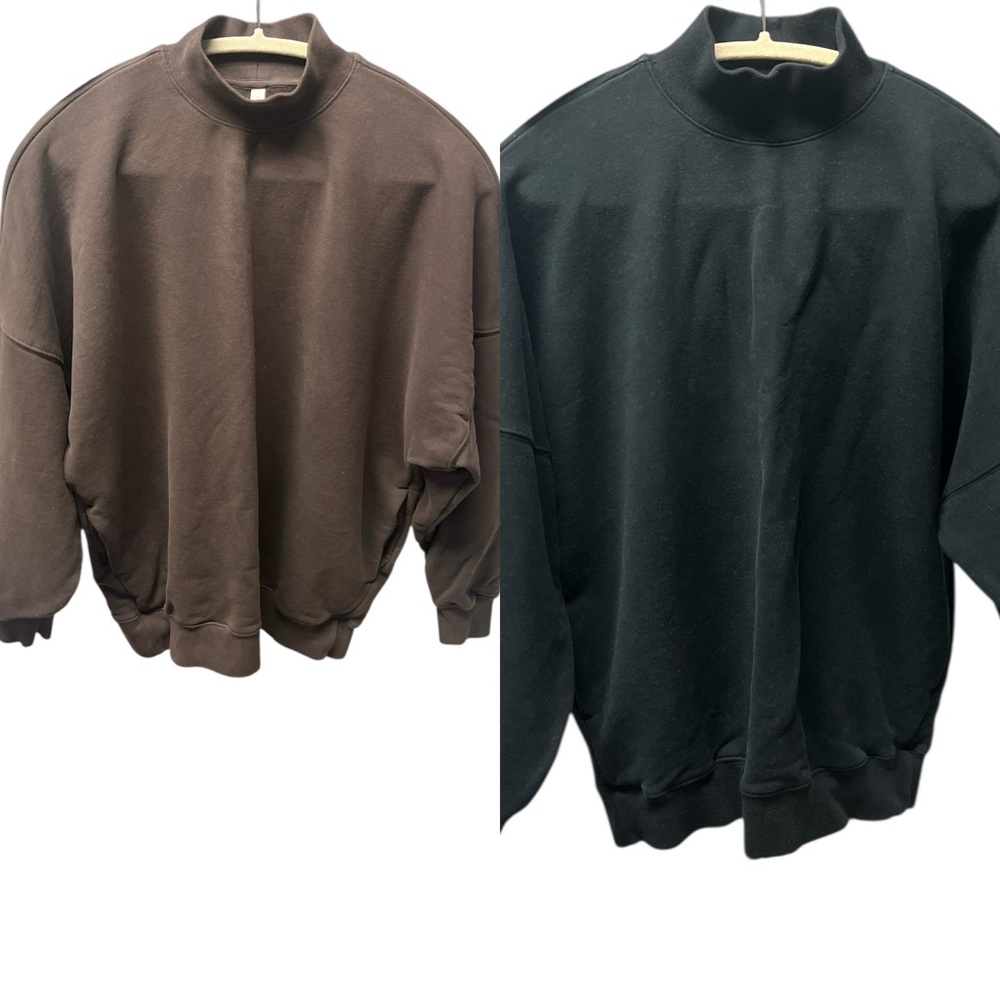 The Group by Babaton Chocolate Brown and Black Mock Neck Sweaters. 2 for $99